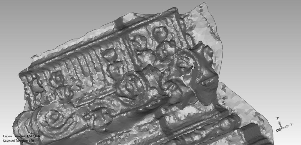 Nine photos that covered the sample area were chosen to be orientated, so eight stereopairs were created.
