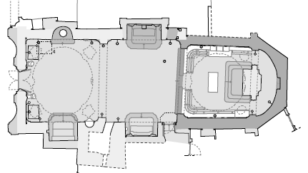 Chapter 3: Case Study-The Church of Santa Maria (Scaria, Italy) Figure 3.46: Part of the stratigraphy analysis were the different phases are visible in floor plan view screenshot from A.