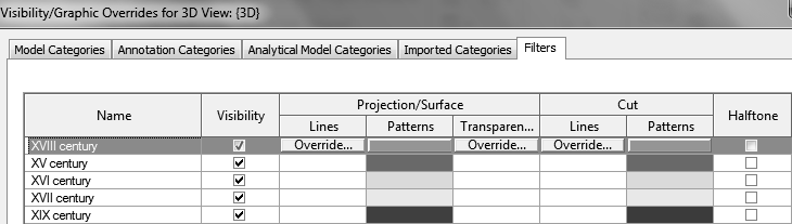 In practice, through Manage menu a new Project Parameter named history was created, like a text parameter as each phase name would be defined by the user and was grouped under phasing, as it would be