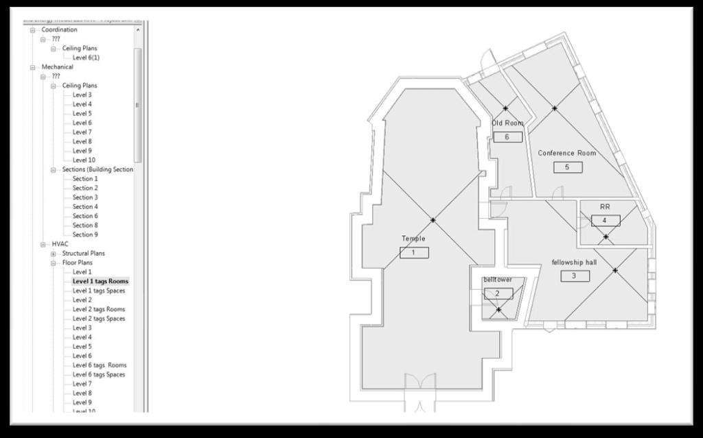 Chapter 3: Case Study-The Church of Santa Maria (Scaria, Italy) With all the bounding components of Rooms/Spaces created, their creation and tagging is pretty much automatic.