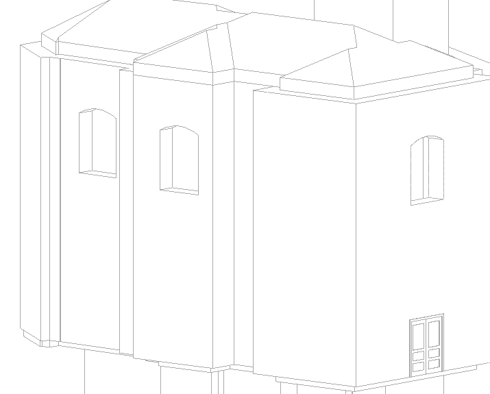 For the windows of the church M_Archtop with Trim-1830x2438mm was used, a family that was suitable for our purpose.
