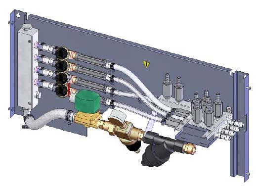 Tunnel flush mounting Ρεμοϖε τηε τυννελ φλυση μανιφολδ χοϖερ, ανδ ηανγ ιτ ον α χουπλε σχρεωσ υνδερ τηε πυμπβοξ Ωηεν ατταχηινγ ψουρ χηεμιχαλ λινεσ, νοτε τηατ