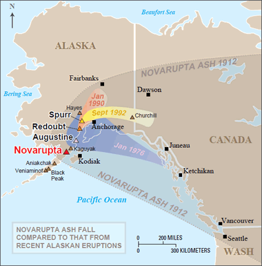 Helens (1980), Redoubt (1990) and Spurr (1992) all produced ash falls of significant regional impact.