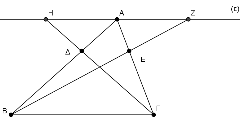 ΘΕΜΑ 4 Δίνεται τρίγωνο ΑΒΓ και τα ςημεία Δ και Ε των πλευρών του ΑΒ και ΑΓ αντίςτοιχα, ώςτε ΑΔ ΑΕ 1. Από το ςημείο Α φζρνουμε ευθεία (ε) παράλληλη ςτη ΒΓ.