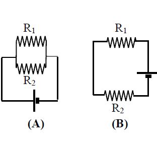 Ονομάζουμε R A την ολική αντίσταση του συστήματος των δύο αντιστατών στην πρώτη περίπτωση και R Β στην δεύτερη. Α) Να επιλέξετε τη σωστή πρόταση. Για τις αντιστάσεις R A και R Β ισχύει: α.