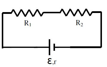 37 Με αυτή την ηλεκτρική πηγή τροφοδοτείται το σύστημα δύο αντιστατών με αντιστάσεις R 1 = 36 Ω και R 2 = 12 Ω, που έχουν συνδεθεί σε σειρά, όπως φαίνεται στο κύκλωμα του διπλανού σχήματος.