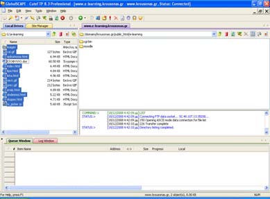 Εμφανίζεται το παράθυρο του CuteFtp8 Professional στο αριστερό παράθυρο πατάω στη διεύθυνση που έχω ορίσει και μας εμφανίζει όλα τα αρχεία του server. 3.