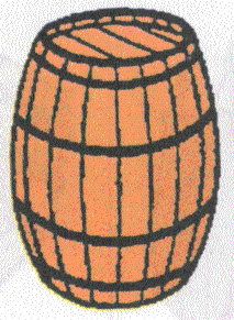 16. Μια κυλινδρική συσκευασία από φυσικό ξύλο με κυκλική διατομή και κυρτά τοιχώματα, εξοπλισμένη με στεφάνες κυλίσεως