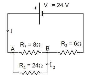 15460 Σηο κύκλωμα ηοσ παρακάηω ζτήμαηος η ηλεκηρική πηγή έτει ηάζη V = 24 V και οι ανηιζηάηες έτοσν ανηιζηάζεις R 1 = 8Ω, R 2 = 24 Ω και R 3 = 6Ω ανηίζηοιτα.