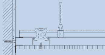 Σκελετός CD/CD Δομή συστήματος Άκαμπτη σύνδεση σε τοίχο Στην άκαμπτη σύνδεση σε τοίχο, ως χώρισμα μεταξύ της οροφής ακουστικού σχεδιασμού και του τοίχου χρησιμοποιείται μια λωρίδα διπλού ακουστικού