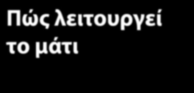 TM ΕΝΗΜΕΡΩΤΙΚΟ ΔΕΛΤΙΟ Πώς λειτουργεί το μάτι Κατανόηση της λειτουργίας του ματιού Όταν μαθαίνουμε για την εκφύλιση της ωχράς κηλίδας, έχει σημασία να καταλάβουμε πώς λειτουργεί το υγιές μάτι.