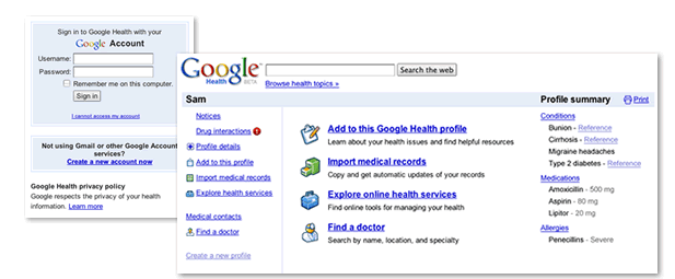 161 2.7.2. Google Health Το Google Health επιτρέπει να σε όλους να αποθηκεύσουν και να διαχειριστούν όλες της πληροφορίες σχετικά με την υγεία τους σε ένα κεντρικό σημείο και είναι δωρεάν.