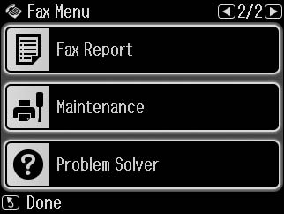 Fax Report (Αναφ. Φαξ) για τη λειτουργία Φαξ Μενού Στοιχείο ρύθμισης Περιγραφή Fax Log (Αρχ.Φαξ) Last Transmission (Τελευταία μετάδοση) Print (Εκτ.), View (Προβ.