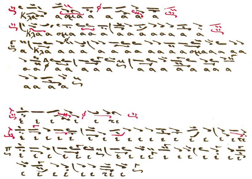 11 Η µελωδία - θέση του χορεύµατος είναι στο αρχαίο χειρόγραφο του Μεγάλου Ίσου: Ο Πέτρος ο Πελοποννήσιος, σύµφωνα µε την προσφιλή του τακτική να αναλύει µε άλλα σηµάδια φωνητικά τις «µεγάλες