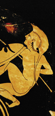 Η τέχνη του φονεύειν Απεικονίσεις αρχαίων Ελλήνων οπλιτών διασώθηκαν σε αναρίθμητα κεραμικά αγγεία. Η παράσταση αυτή πάνω σε ρυτό περίπου του 500 π.χ. (επάνω) αποδίδει με ζωντάνια μία ομάδα πολεμιστών με δόρατα να ελλοχεύουν σε ενέδρα.