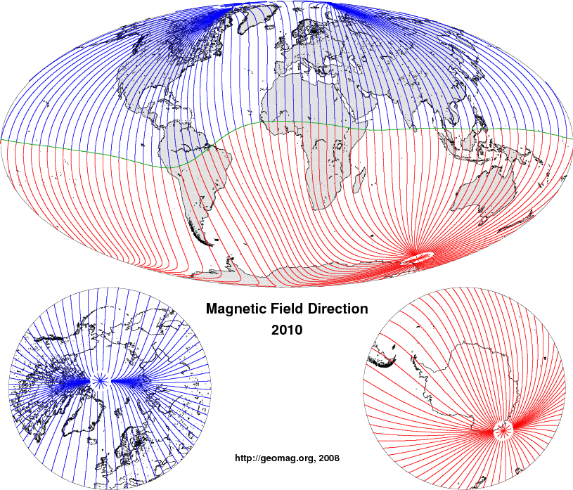Η μαγνητική απόκλιση (απόκλιση από τον βορρά) D ορίζεται ως η γωνία του μαγνητικού μεσημβρινού (οριζόντια προβολή της έντασης F ) με τον γεωγραφικό βορρά και παίρνει τιμές από o 180 μέχρι o 180