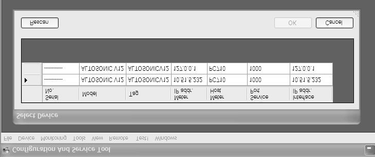 ALTOSONIC V12 Εργαλεία λογισμικού 7 Σχήμα 7-7: Επιλογή της συσκευής 1.