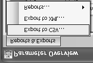 Δημιουργήστε ένα αρχείο του καταλόγου των παραμέτρων σε μορφή CSV Κάντε κλικ στο "Tools για να ανοίξετε το μενού Tools. Κάντε κλικ στο "Reporting" για να ανοίξετε το υπομενού Αναφοράς.