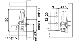 (αριστερό/δεξί) Για συρτάρια βάθους 400/450/500mm Συνολικό ύψος συρταριού: 84mm Full extension