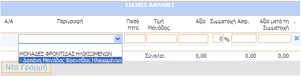 αυτόµατα από το σύστηµα µε βάση τον τιµοκατάλογο που είναι σε ισχύ. Με το κουµπί που βρίσκεται στο τέλος κάθε γραµµής έχετε τη δυνατότητα να διαγράψετε µια συγκεκριµένη εγγραφή.