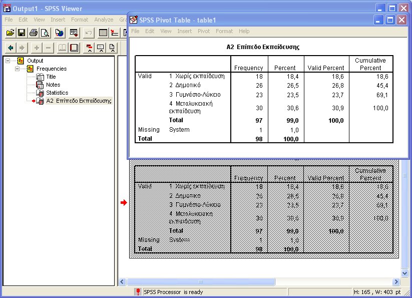 Παράθυρο Ανάλυση εδοµένων µε Χρήση του Στατιστικού Πακέτου SPSS για Windows 1.1.5.
