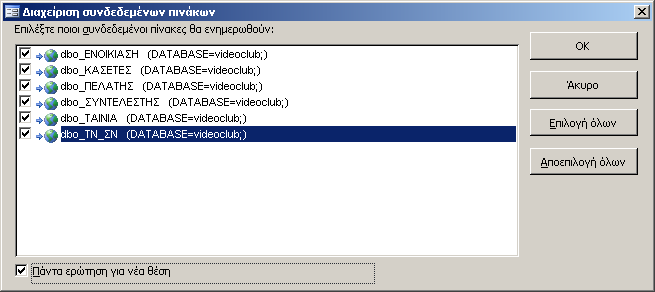 ημιουργία συνδεδεμένων πινάκων από τον SQL Server στην Access 2003 του Microsoft office.