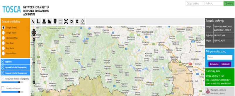 C 5.4 Breakdown GIS l Διαδικτυακό WebGIS TOSCA Το διαδικτυακό Γεωγραφικό Σύστημα Πληροφοριών