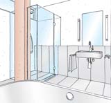 Τρία σε ένα Βαλβίδες Μπανιέρων Visign με λειτουργία παροχής Τα μοντέρνα μπάνια Design χαρακτηρίζονται από το γεγονός ότι αποφασιστικό ρόλο παίζει η εμφάνιση. Γραφικές μορφές, καθαρές δομές.