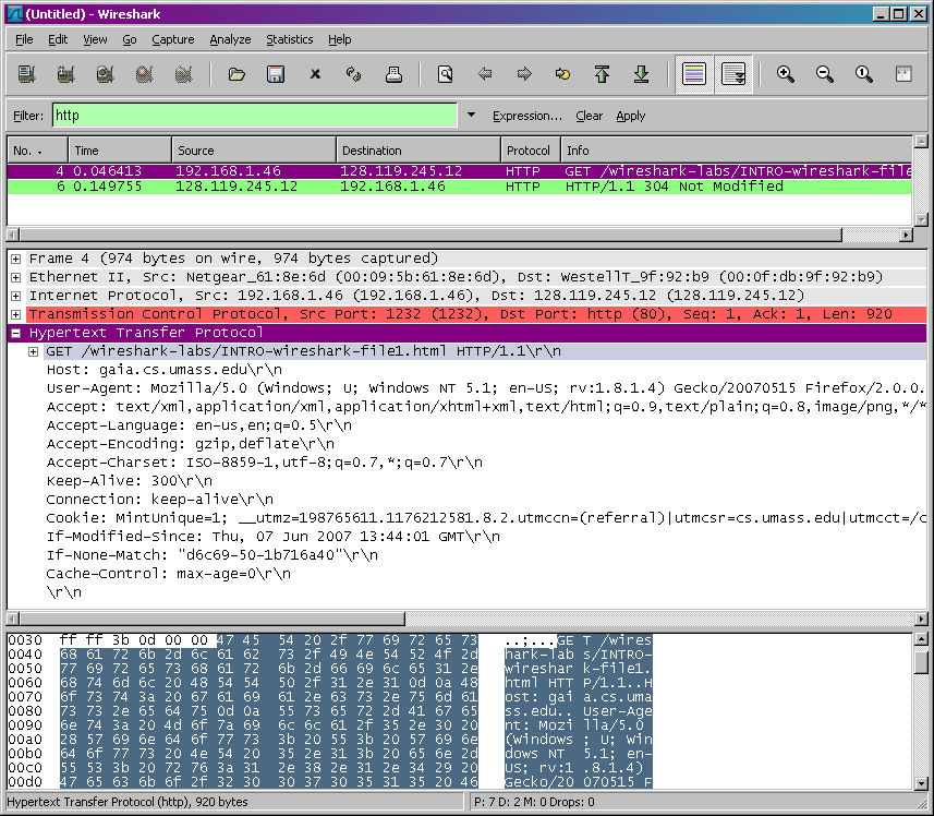 μας στον HTTP server gaia.cs.umass.edu.