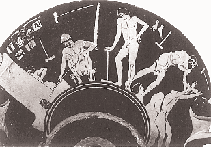 Kονοφάγου από το βιβλίο του «Tο αρχαίο Λαύριο») Δεξαμενή νερού σε εργαστήριο μεταλλεύματος του αρχαίου Λαυρίου. (Φωτ.: K.