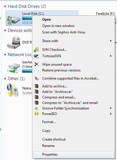Εικόνα 7.Μήνυμα για σκληρό δίσκο. Windows Vista - Windows 7: 2.6. Ανοίξτε το Computer. 2.7. Kάντε κλικ πάνω στο δίσκο και επιλέξτε Properties Εικόνα 8.