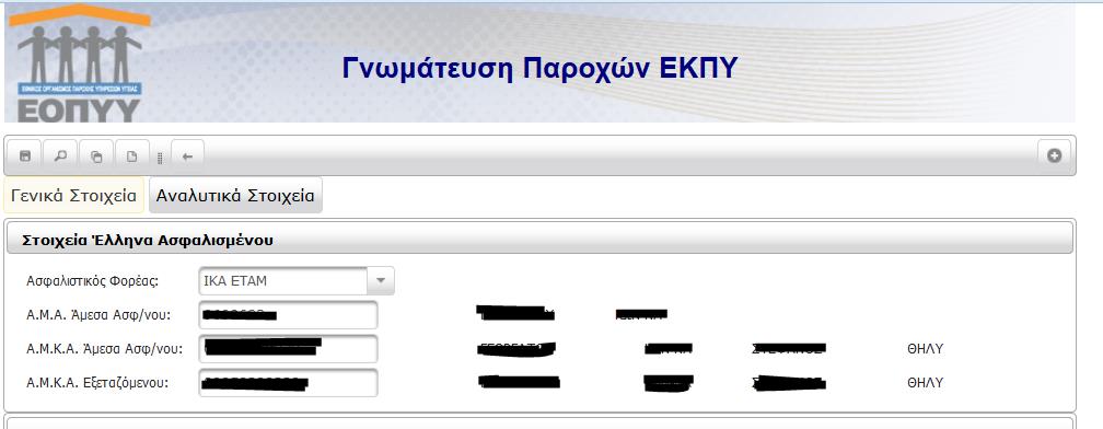 Ανάλογα την περίπτωση του ασφαλισμένου (Έλληνας Ασφαλισμένος ή Πολίτης ΕΕ) συμπληρώνετε τα αντίστοιχα πεδία.