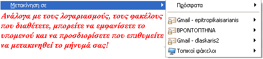 58 Ως αντικείμενο μέσα στο μήνυμα Με αυτή την επιλογή, αντιγράφεται το κείμενο του μηνύματος που έχετε λάβει, τοποθετείται στο σώμα του μηνύματος που γράφετε, ώστε να το προωθήσετε.