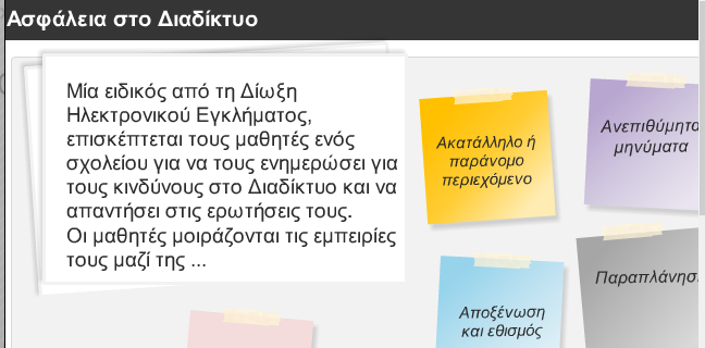 Στη συνέχεια για να εμβαθύνουν αυτοί περισσότερο στο θέμα ασχολήθηκαν - πάλι εργαζόμενοι σε ομάδες - με τη δραστηριότητα από το Φωτόδεντρο ΜΑ: «ΑΣΦΑΛΕΙΑ ΣΤΟ ΔΙΑΔΙΚΤΥΟ».