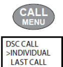Κάντε µία ατοµική - individual κλήση 1. Κρατήστε πατηµένο το πλήκτρο CALL MENU για να δείτε τον κατάλογο του VHF 2. Ο δροµέας είναι στο INFO DATA. Πιέστε ENT για να το επιλέξτε. 3. Επιλέξτε ON.