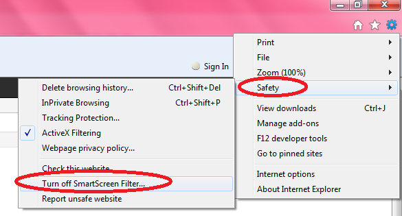 Το παρακάτω μήνυμα του Internet Explorer εμφανίζεται όταν ο χρήστης προσπαθήσει να μπει σε μία ιστοσελίδα με κακόβουλο λογισμικό. 3.1.