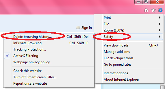 3.1.9 Διαγραφή Ιστορικού Πλοήγησης Ο Internet Explorer 9 αποθηκεύει τους παρακάτω τύπους πληροφοριών κατά την περιήγησή στο διαδίκτυο: Προσωρινά αρχεία Internet. Cookies.