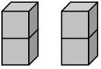 # 10. Ο Διονύσης έφτιαξε δύο τούβλα κολλώντας μαζί δύο κύβους. Ποια από τις πιο κάτω κατασκευές δεν μπορεί να κατασκευαστεί με αυτά τα δύο τούβλα; Don made two bricks by sticking two cubes together.