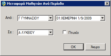 Θ εικόνα που εμφανίηεται αρχικά είναι θ παρακάτω Διαλζγουμε από ποια τάξθ κζλουμε να τουσ μεταφζρουμε ςε ποια και ποια είναι θ