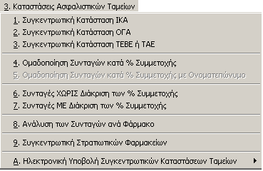 Με την ολοκλήρωση της διαδικασίας : Μεταφέρονται τα παραστατικά πωλήσεων που αφορούν σε συνταγές Ασφαλιστικών Ταμείων στη διαχείριση «Καταστάσεων Ασφαλιστικών Ταμείων» και ενημερώνεται η «Ημερομηνία