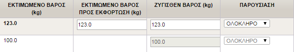 να συμπληρωθούνε οι πληροφορίες σχετικά με τα αλιεύματα προς εκφόρτωση από τη λίστα αλιευμάτων. Αρχικά επιλέγονται τα προς εκφόρτωση αλιεύματα επιλέγοντάς τα από τη στήλη ΕΠΙΛΟΓΗ.