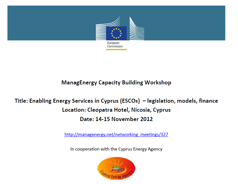 ManagEnergy Capacity Building Workshop Title: Enabling Energy Services in Cyprus
