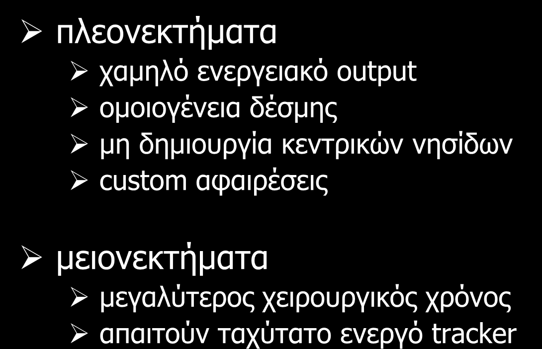 flying spot excimer laser πλεονεκτήματα χαμηλό ενεργειακό output ομοιογένεια δέσμης μη δημιουργία