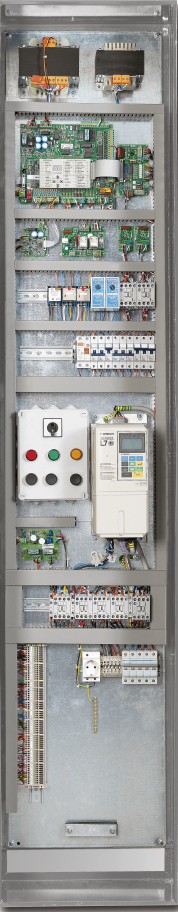 Control Panel-Serial Pre-wiring Metron oﬀers EL.CO Smart MRL, control panel for traction elevators without machine room in cooperation with Sta.