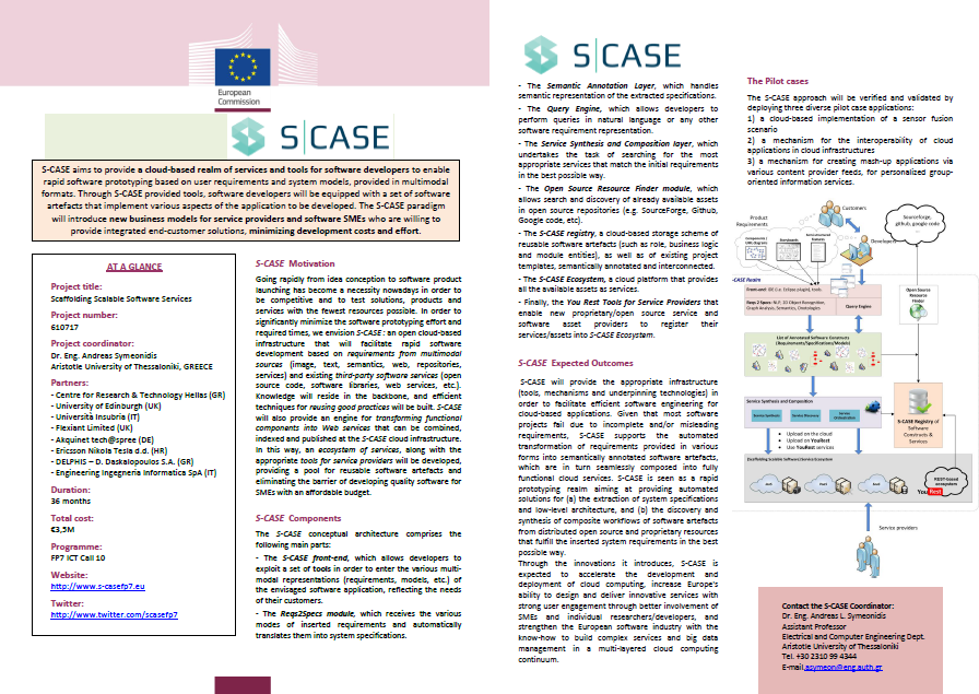 4-4.1 Factsheet design process An initial design for the Factsheet was produced by the S-CASE project coordinator using technical