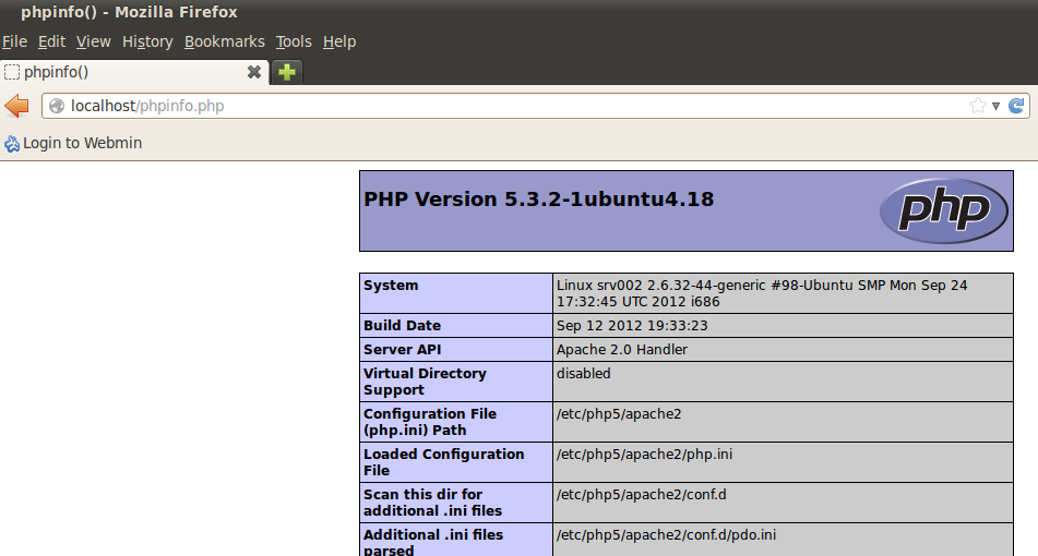 Για να ελέγξετε ότι έχει γίνει κανονικά η εγκατάσταση του php μεταβείτε στην διεύθυνση http://localhost/phpinfo.