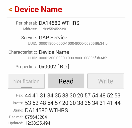 Κεφάλαιο 8 8.9.3 GattViewActivity Το GattViewActivity είναι βασισμένο σε κώδικα που παρέχεται από το Bluetooth SIG (Application Accelerator v1.1 BLE Demo).