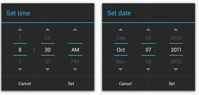 day, year) Using these pickers helps ensure that your users can pick a time or date that is valid,