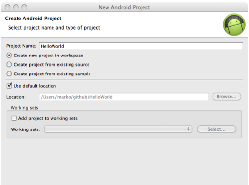 In Eclipse, choose File New Android Project