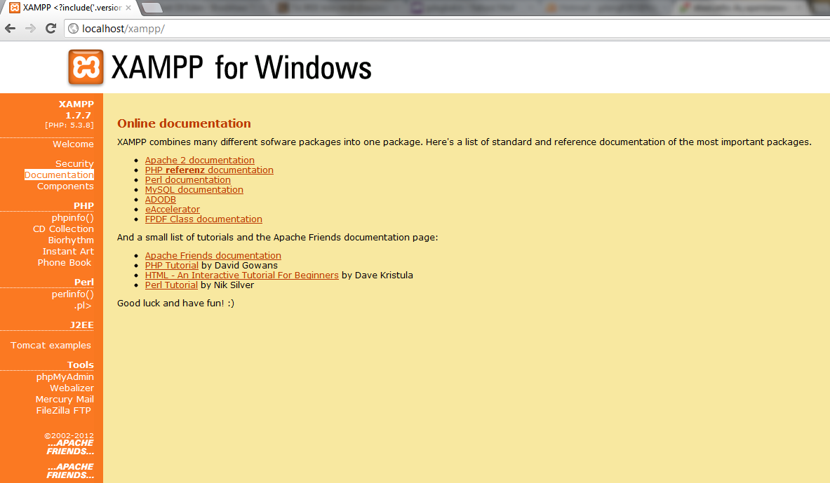 περιέχει και τον server apache. Με αυτόν τον τρόπο το XAMPP αποτελεί έναν εύκολο τρόπο εγκατάστασης όλων των εργαλείων που απαιτούνται ώστε η PHP να είναι λειτουργική.